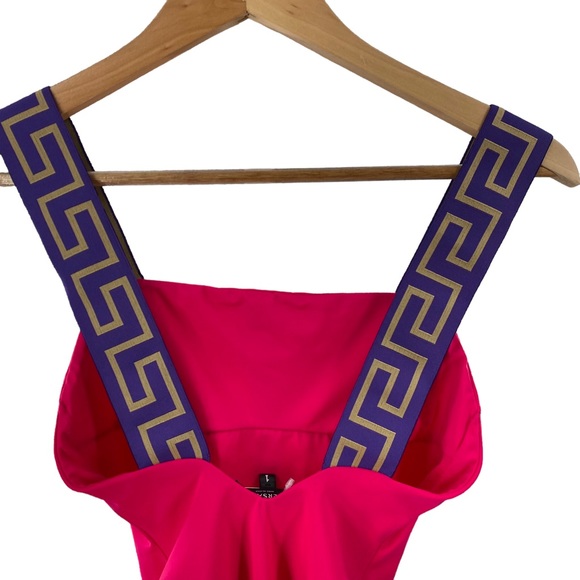 VERSACE NEW Vita Logo One Piece Swim Suit Tropical Pink & Dark Orchid Size XS - Picture 7 of 9